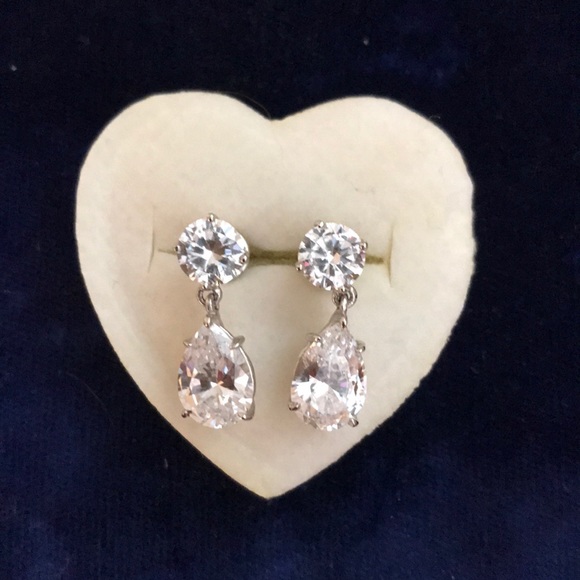 Jewelry - Pear and Round Cut Faux Diamond Drop Earrings